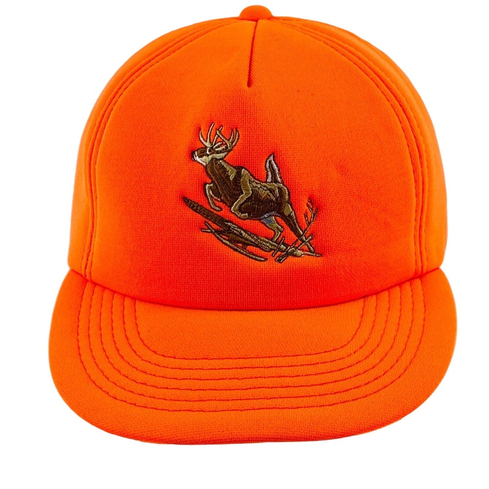 Vintage Winchester Hat Buck Deer Embroidery Safety Orange Snapback Foam Padded‎